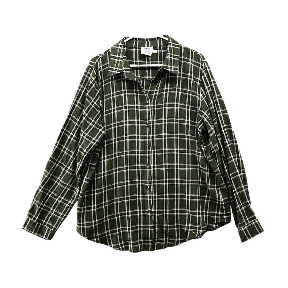 Princess Polly Button Down Shirt Womens Size 8 Relaxed Green Plaid Boyfriend